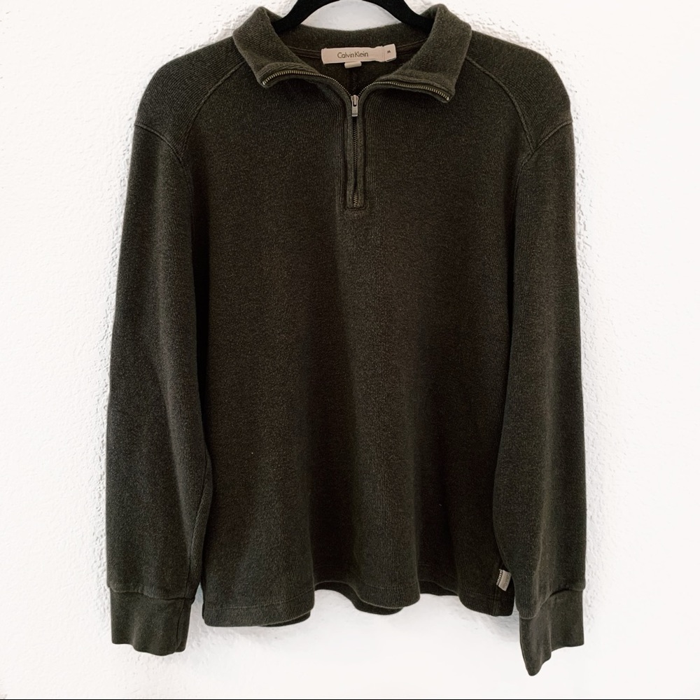 brown calvin klein quarter zip